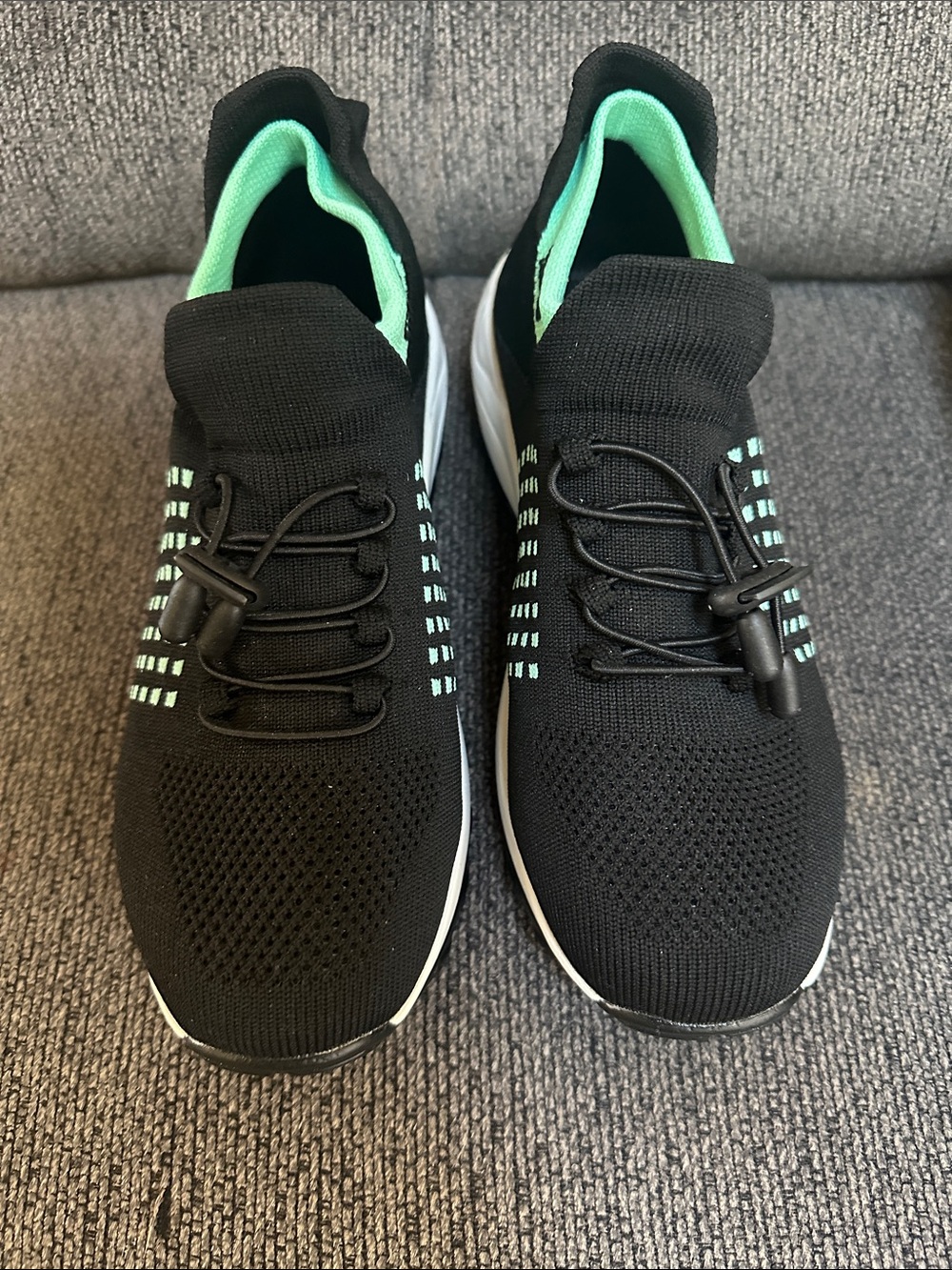 ComfortWear Ortho Stretch Cushion Sneakers Black Mint Womens Size 8 EU 39